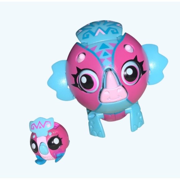 Zoobles Mama Triceratops #384 With Habitat and Baby - Picture 4 of 9